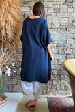 Tasha Cushion Cotton Oversized Shirt Tunic Navy